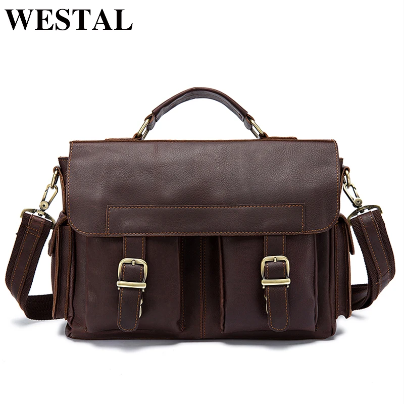 WESTAL сумка мужская натуральная кожа через плечо сумки мужские портфель мужской