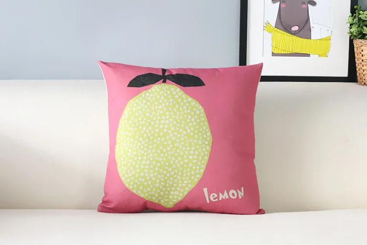 Скандинавская подушка ярко розовая Подушка с фруктами наволочка диванная