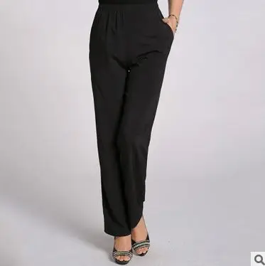 100% крепдешин эластичная тонкая талия прямые брюки полная длина|straight pants|full length