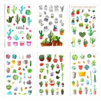 6pcsset cute green cactus plant planner stickers scrapbooking kawaii diy decoration stick label sticker journal stickers