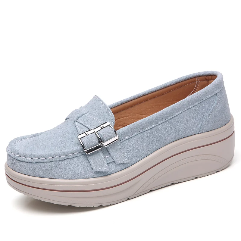 3039 Grey STQ/; Женская Осенняя обувь на плоской подошве; на платформе; кроссовки на плоской подошве кожаные замшевые женские туфли на каждый день; туфли на плоской подошве без шнуровки; задники, обувь на толстой резине; мокасины для 3039 - Цвет: 3039 Grey