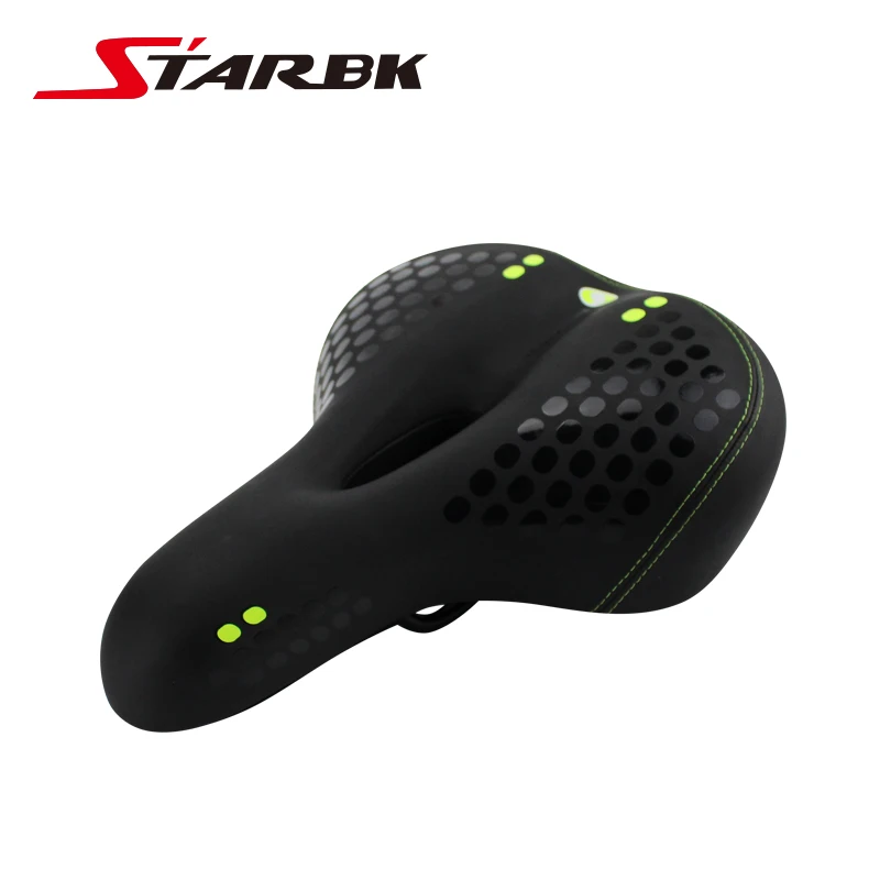 Велосипедное седло STARBK мягкое утолщенное широкое сиденье + задний фонарь для