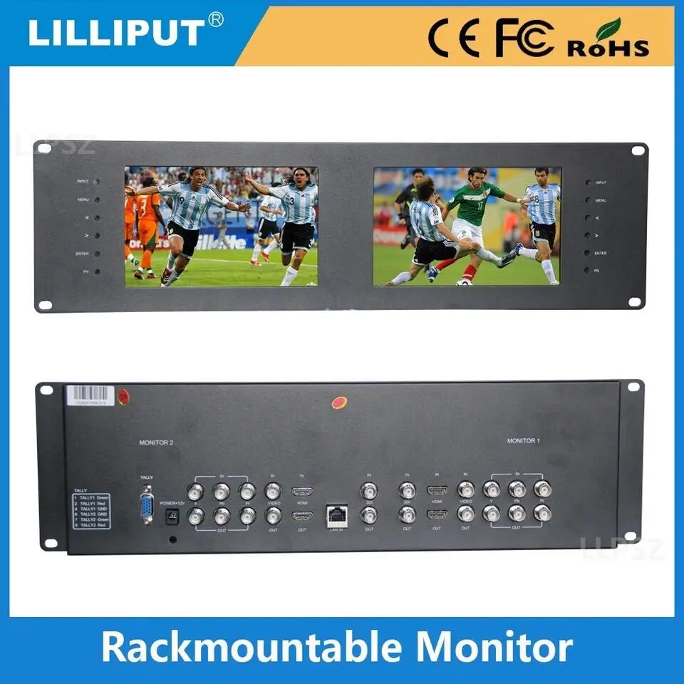 Lilliput RM 7028S 3RU Rack мониторы с двумя 7 &quotIPS экранами просмотр HDMI SD HD и 3G SDI видео на rack