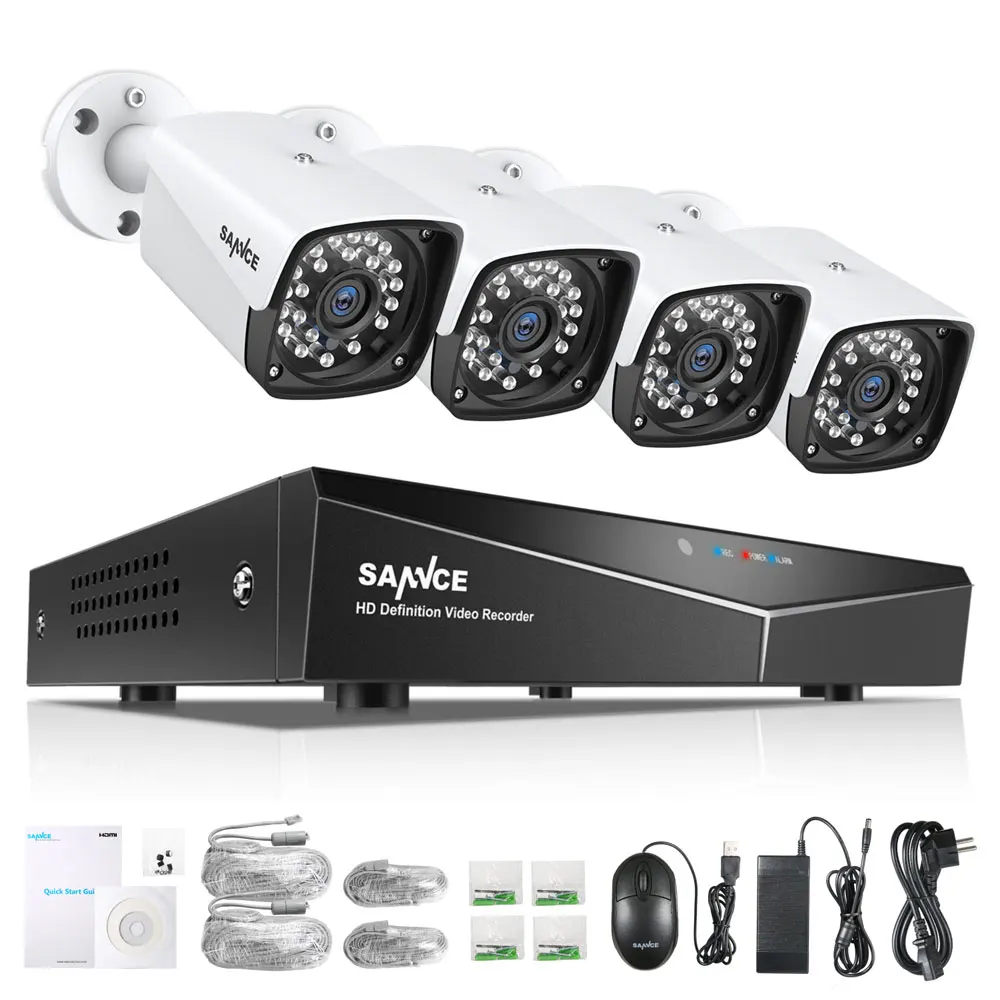 As the pic 4CH, XPOE, 2MP, камера безопасности, комплект, 4 шт., 1080 P, пуля, ip-камера, уличная, водонепроницаемая, для видеонаблюдения, NVR, набор, IP66, SANNCE - Цвет: As the pic