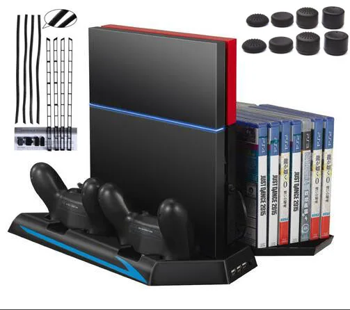 

Вертикальная подставка для консоли PS4, охлаждающий вентилятор, зарядная станция, охладитель для хранения игровых компакт-дисков, зарядное у...