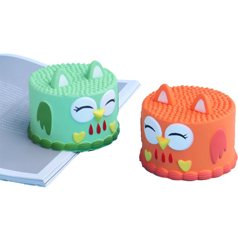 Новый большой милый торт совы мягкий имитационный хлеб с ароматом медленно