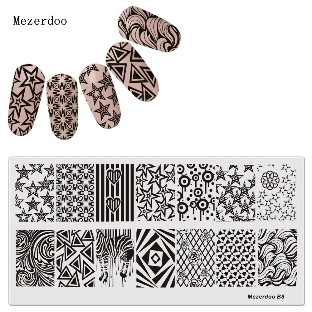 Геометрические узорами дизайн ногтей штамповки изображения пластины