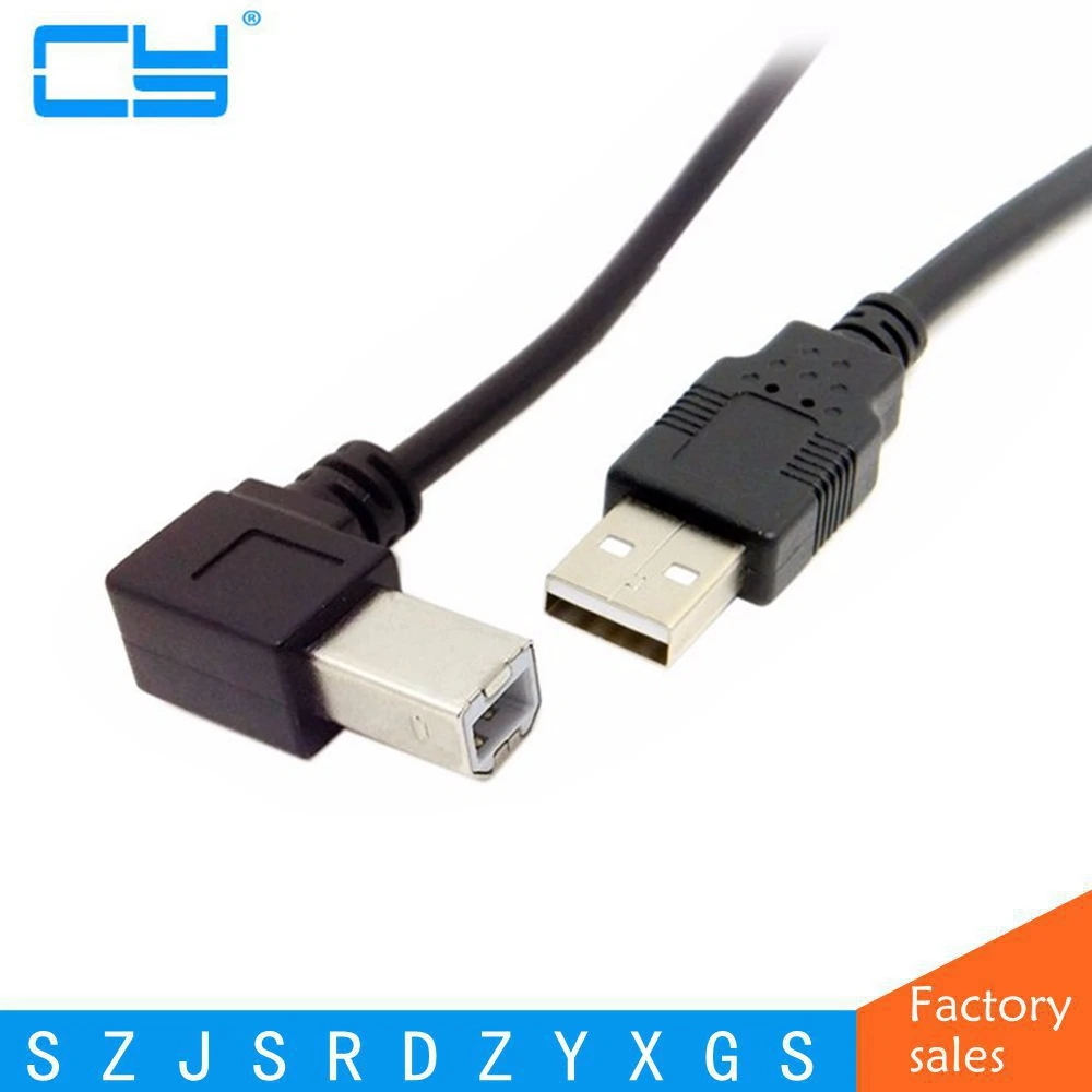 Кабель USB 2 0 A папа B левый угол 90 градусов для принтера сканера жесткого диска 50