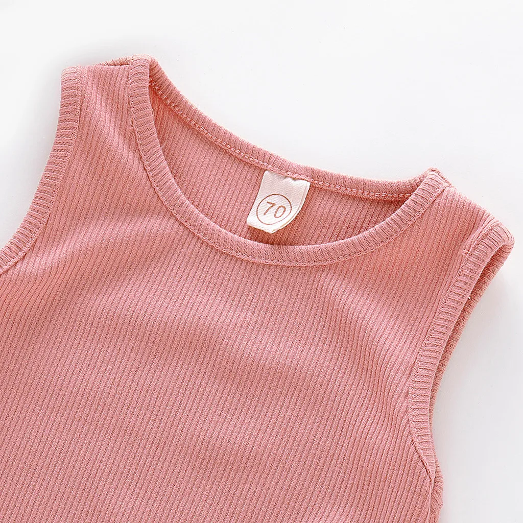 Летний однотонный комбинезон без рукавов для маленьких девочек боди льняная