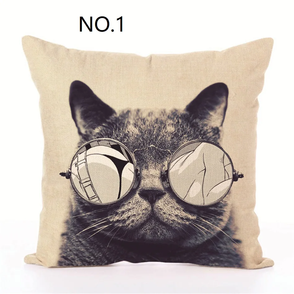 pillow cover 12 Милая льняная наволочка для подушки с рисунком кота и красивая модная квадратная удобная домашняя декоративная наволочка с изображением кота - Цвет: pillow cover 12
