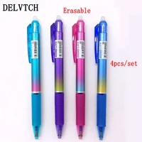 delvtch 4pcsset 0 5mm erasable gel pen button slide press handle blackbluedark blue ink refill rod office school writing tool