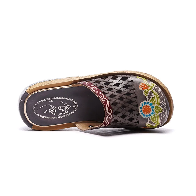 GKTINOO Genuine Leather Shoes Hollow Slippers Handmade Slides Flip Flop On The Platform Clogs For Women Woman Plus Size | Обувь