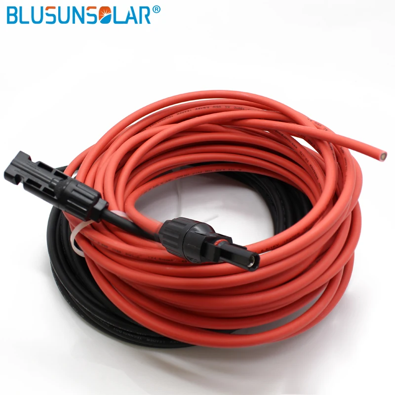 

2 pec/lot Solar Panel Cable PV Wire Black+red Cable Extension 4mm2 Cable with Male and Female Solar Connector cable Harness
