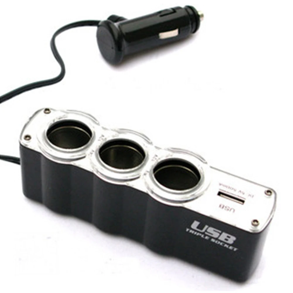 Автомобильная Зажигалка для сигар разветвитель гнезда от одного до трех + usb-порт