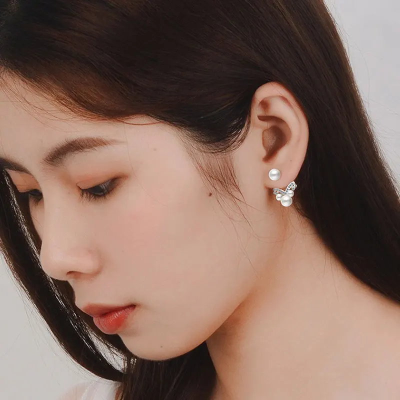 Женские серьги-гвоздики из стерлингового серебра 925 пробы с жемчугом Висячие на