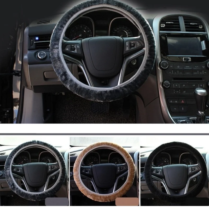 Мягкий теплый плюшевый зимний автомобильный чехол на руль эластичный