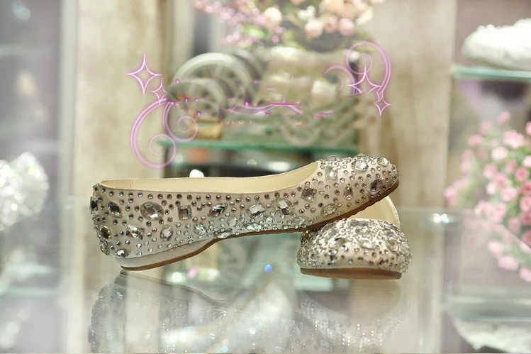 2018 великолепные танцевальные туфли на плоской подошве свадебные вечерние Стразы