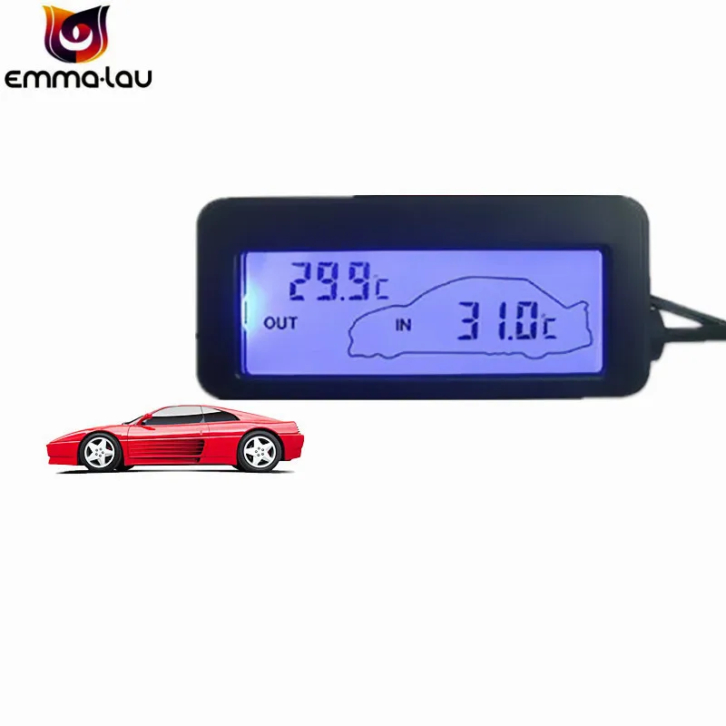 Авто Цифровой ЖК-дисплей Термометр 12V 24V в помещении/на открытом воздухе Температура часы термометр Синий Оранжевый Подсветка переключатель-50~ 70C
