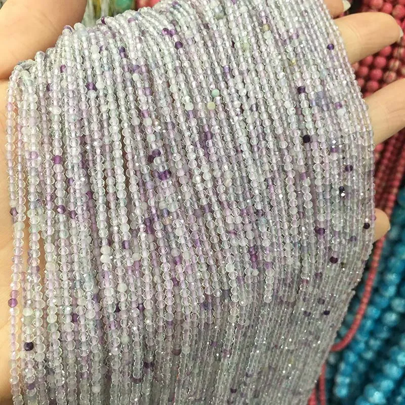 Fluorite Маленькие бусины из натурального камня, бусины из натурального граната, апатит 2 мм, разделенные бусины для изготовления ювелирных изделий, ожерелье, браслет своими руками - Цвет: Fluorite