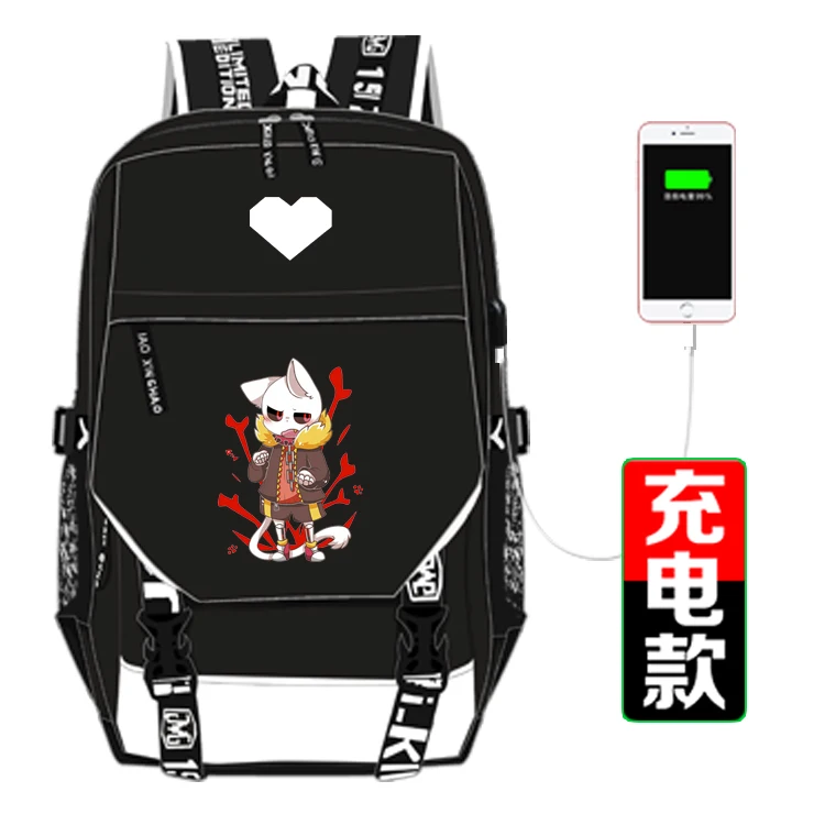 Q Undertale Flowey Sans скелет печати рюкзак унисекс путешествия рюкзак USB интерфейс ноутбук Рюкзак Холст Школьные сумки - Цвет: Q