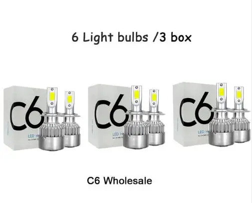 6 blubs light C6 автомобильных светодиодных фар светильник s лампочки H7 светодиодный H4 9003 HB2 H11 светодиодный H1 H3 H8 H9 880 9005 9006 H13 9004 9007 Авто головного средства ухода за кожей Шеи светильник s 12V светодиодный светильник - Испускаемый цвет: 6 blubs light