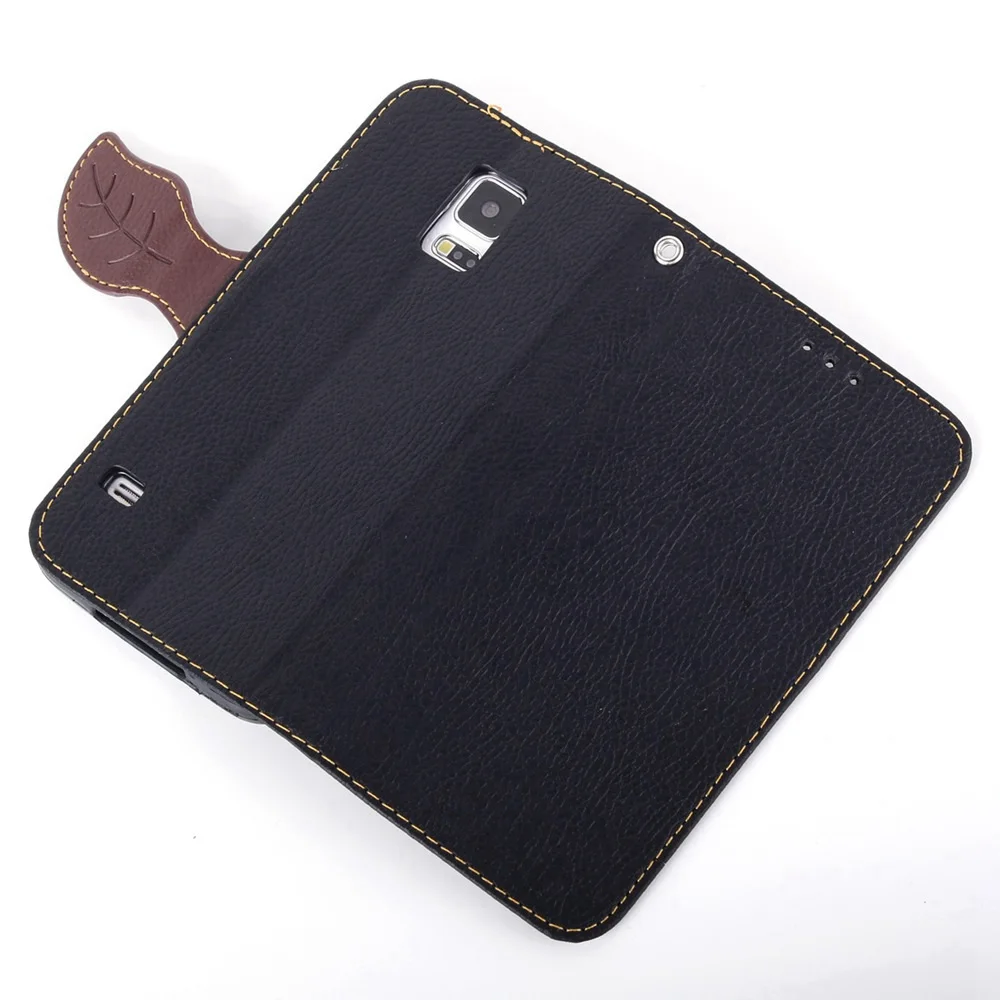 Fcoque leather phone case for Samsung S5 ultra thin wallet flip card holder cover i9600 | Мобильные телефоны и аксессуары