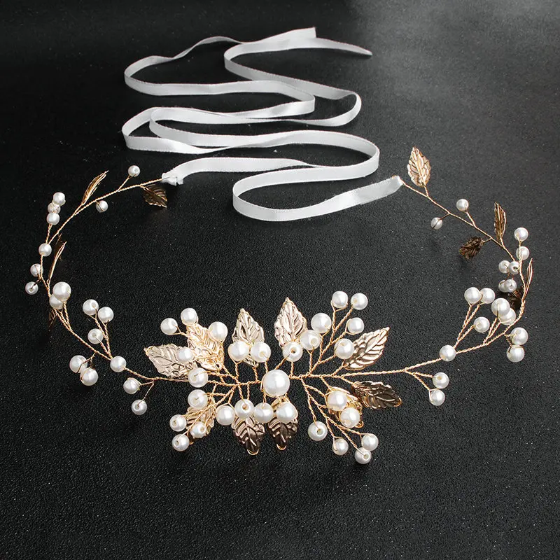 

Свадебные пояса и пояса из сплава с золотыми листьями и жемчугом, свадебные аксессуары для женщин, 2019