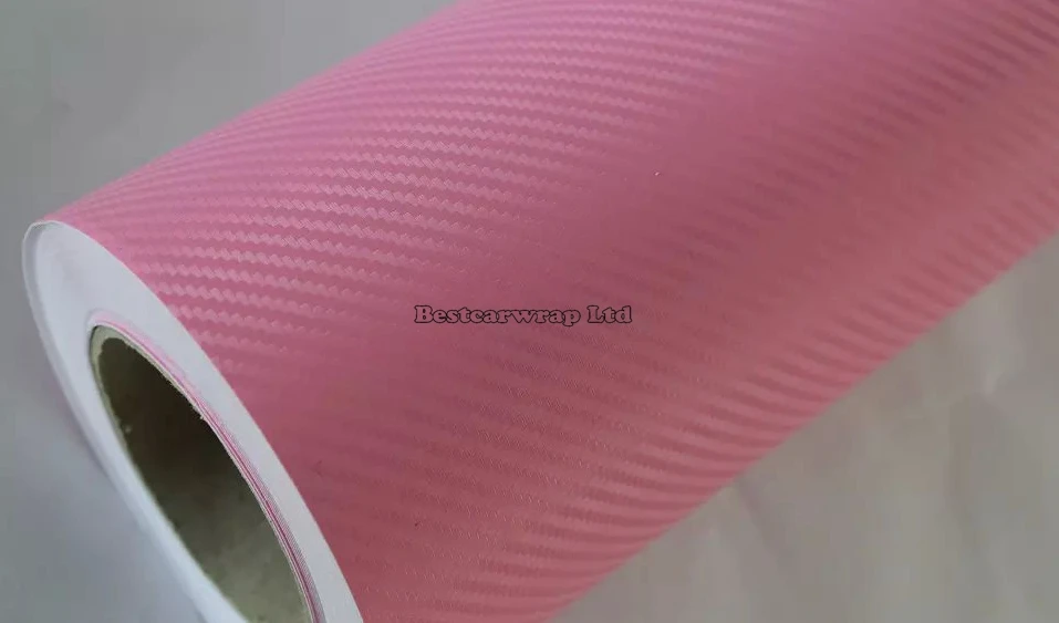 Розовая 3D виниловая пленка из углеродного волокна в рулоне с воздушным