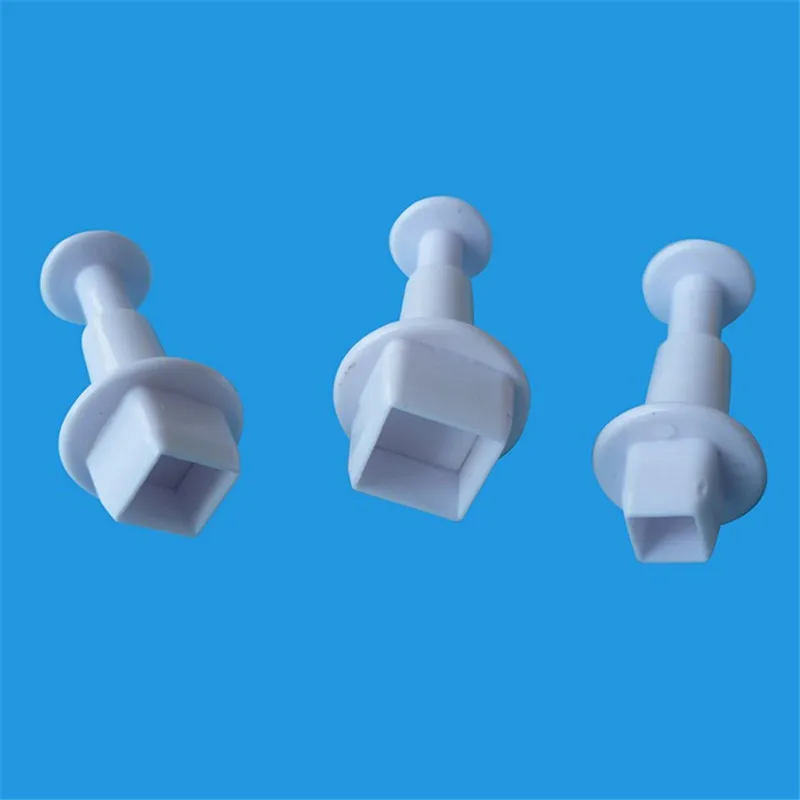 3 шт./компл. квадратный Fondant (сахарная) резец плунжера пластиковый нож для печенья
