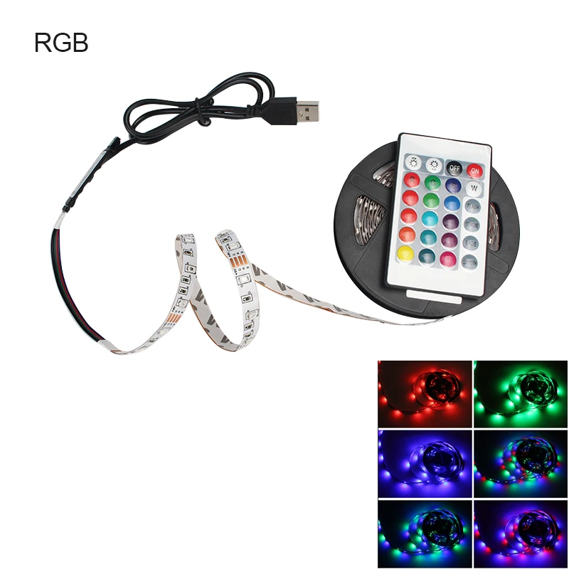 RGB with 24Key Goodland светодиодный светильник для Kicthen лампа 1 м 2 м 3 м 4 м 5 м RGB Светодиодная лента USB для шкафа Шкаф подсветка ТВ - Цвет: RGB with 24Key
