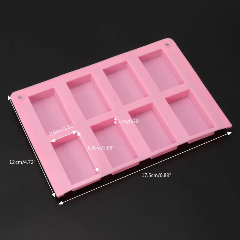 8 полостей прямоугольная силиконовая форма Cuboid мыло высушенный цветок