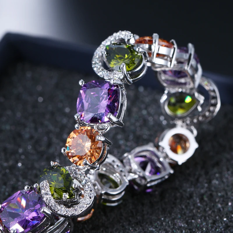 Женский браслет с кристаллами EMMAYA роскошный разноцветный фианитами для