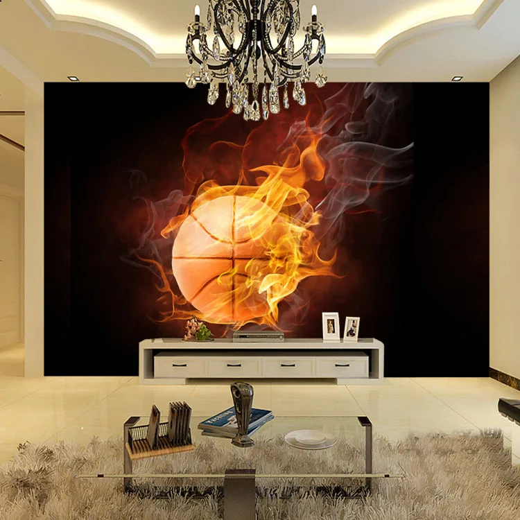 Оптовая продажа пожарная Баскетбол 3d стены фото Настенные обои для гостиная