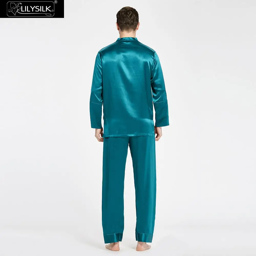 LilySilk пижама мужская белье костюм домашняя одежда для мужчн Пижамный комплект шелк 22 momme китайский Стиль