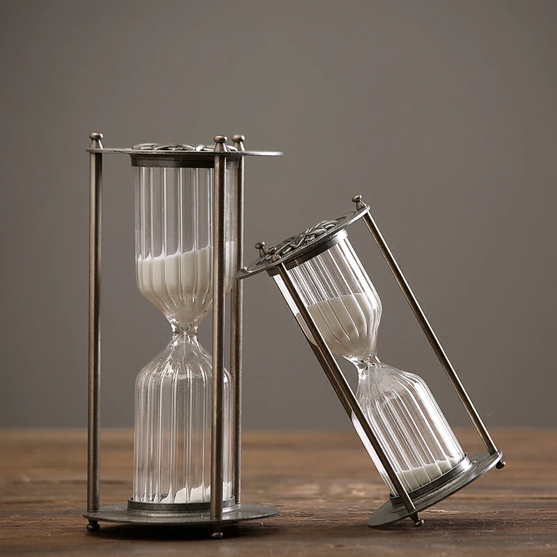 Часы в американском стиле ретро простые металлические вращающиеся песочные часы