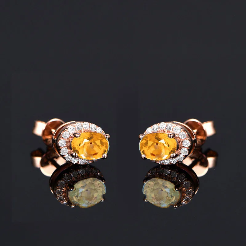 AINUOSHI, натуральный цитрин, серьги-гвоздики, 4ct, овальная огранка, драгоценные камни, вечерние, для помолвки, для женщин, ювелирное изделие, розовое золото, Цвет 925, серебряные серьги-гвоздики