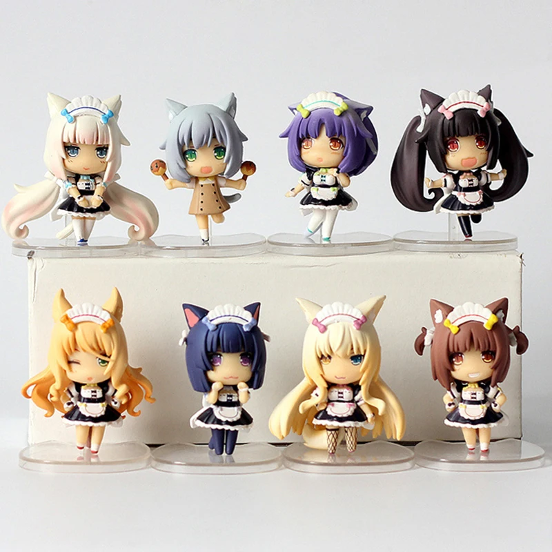 Аниме Nekopara ванили адзуки кокосовое корицы молока клен Chocola Shigure Minaduki фигуркы игрушки 8 шт./компл. 6 см