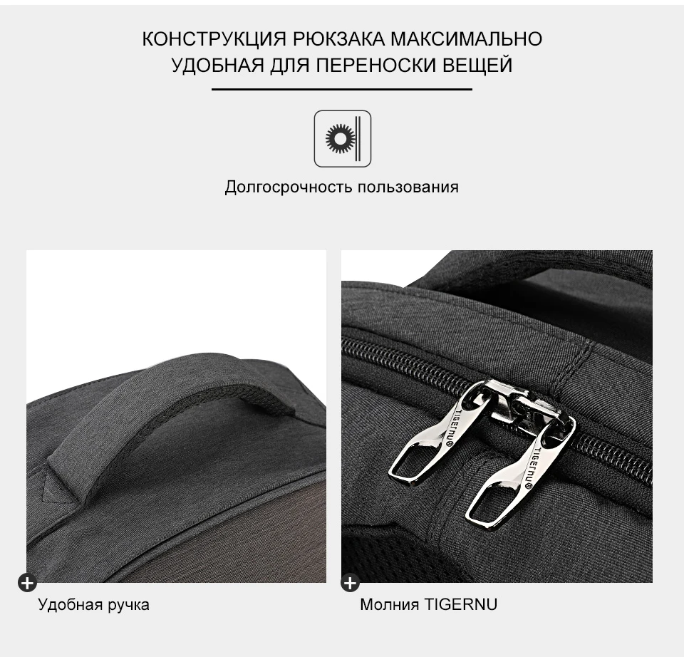 Tigernu Мода 15," Ноутбук Анти вор дизайн для мужчин рюкзак зарядка через USB Высокое качество водостойкий Повседневный школьный рюкзак мужской