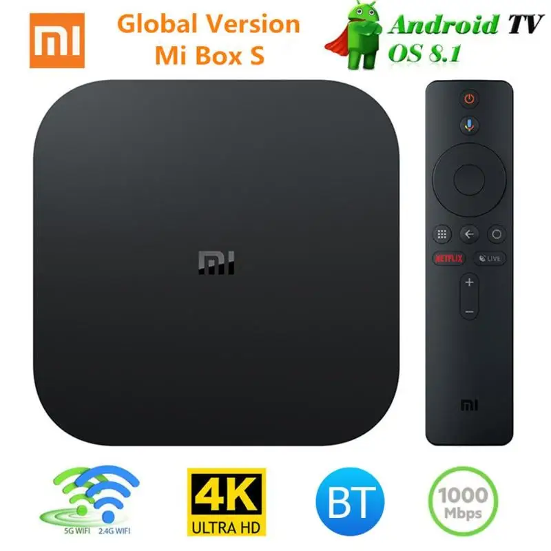 Глобальный Xiaomi Mi ТВ коробка S 4K ТВ-приставка Android ТВ 8,1 со сверхвысоким разрешением Ultra HD, 2G 8G WI-FI Google Cast Netflix IPTV Set-top Box Media Player ЕС