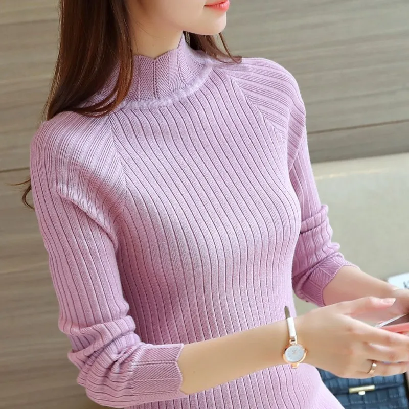 turtlenecks winter 2018 Korean Women sweaters Pullovers Ruffled Sleeve Turtleneck women's pullover sweater for top women | Женская