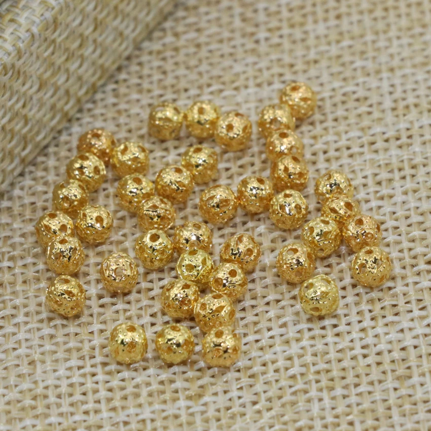 Оптовые цены высококачественные аксессуары золотого цвета 4 мм Круглые