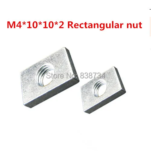 100 шт. m4 * 10*10*2 5 сталь с белой цинковой прямоугольной гайкой квадратная гайка для