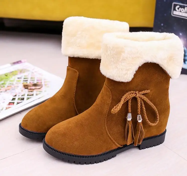 Botas mujer invierno/Брендовые женские сапоги, женская зимняя обувь, женские теплые зимние сапоги на меху, модные сапоги на плоской подошве, черные, коричневые сапоги