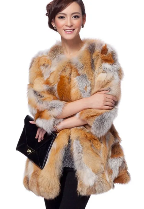 Натуральное натуральное Женское пальто из лисьего меха женская сексуальная