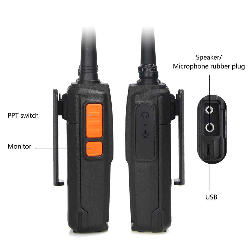 2Pcs New Baofeng BF-C5 Plus Two Way Radio 5W UHF 400-470MHz Walkie Talkie Portable 16CH FM Transceiver CB Radio Interphone