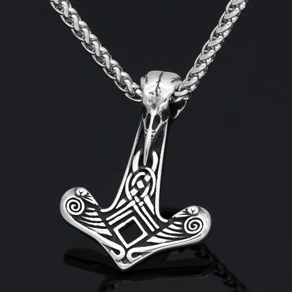 Скандинавский Викинг из нержавеющей стали Ворон череп Тор молоток Mjolnir кулон