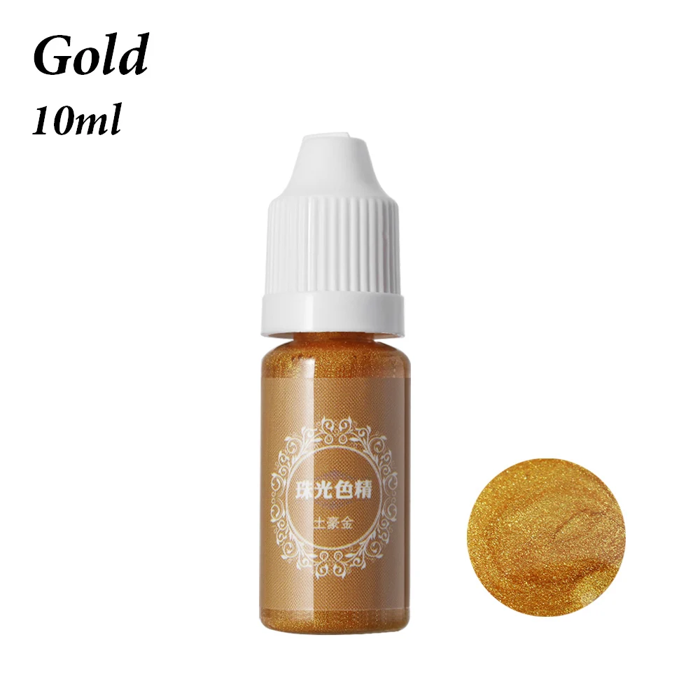 gold 1 шт. Новая мода 10 мл жидкий жемчужный полимерный пигментная краска многоцветный УФ из эпоксидной смолы для DIY для ручной работы ювелирные изделия Аксессуары 19 цветов - Цвет: gold
