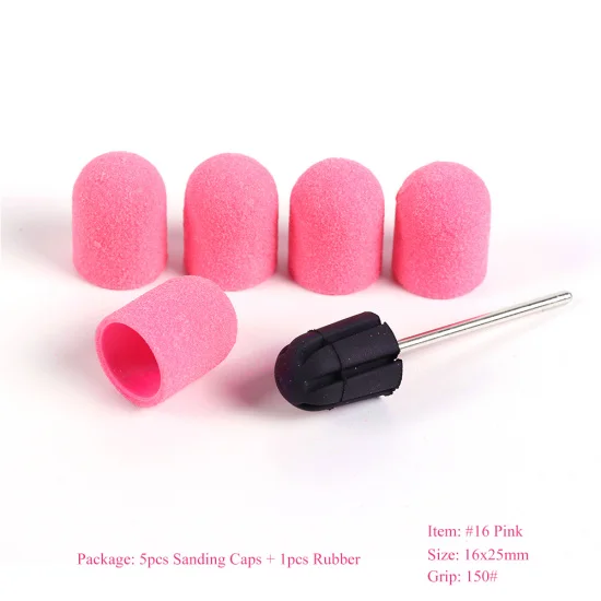 NO.16 Pink Многоразмерное электрическое сверло для ногтей, шлифовальные ленты, колпачки, 150 ручка, резиновая оправка, фрезерный станок для маникюрных инструментов CH721 - Цвет: NO.16 Pink