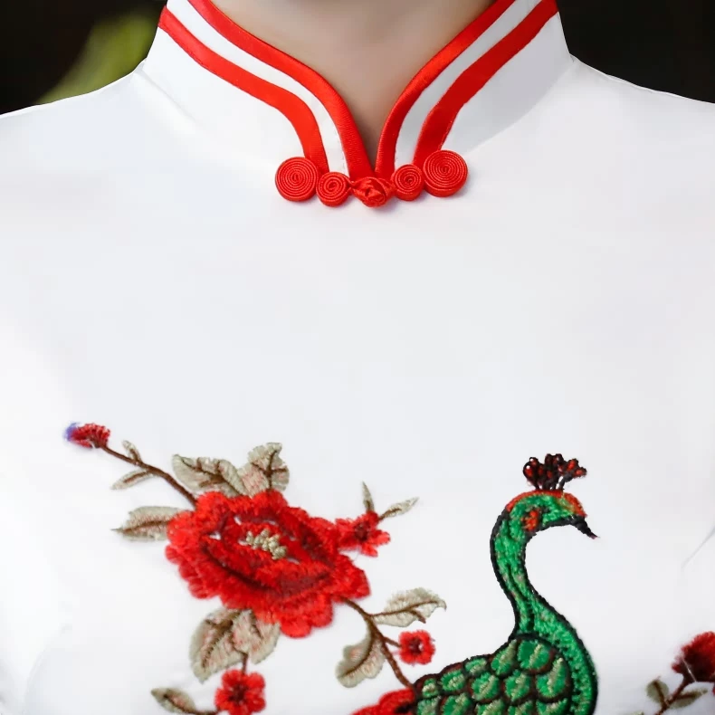 

White Sexy Lady Summer Long Cheongsam Chinese style Dress Womans Qipao Slim Party Dresses Button Vestido Plus Size S-4XL