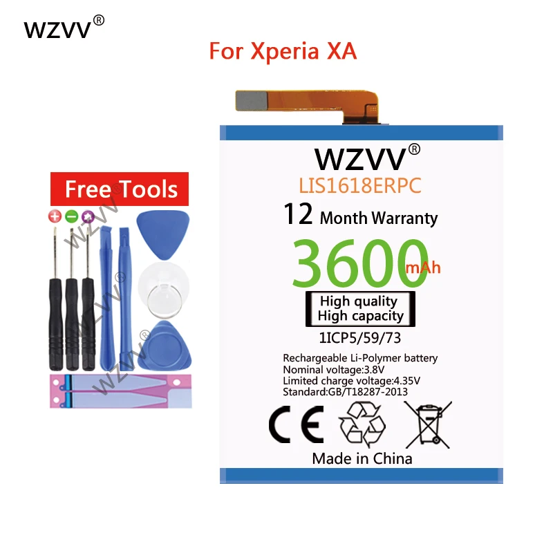 wzvv 2620mAh LIS1618ERPC battery for Sony Xperia E5 XA XA1 G3121 G3123 G3125 G3112 G3116 F3111 F3112 F3113 F3115 batteries | Мобильные
